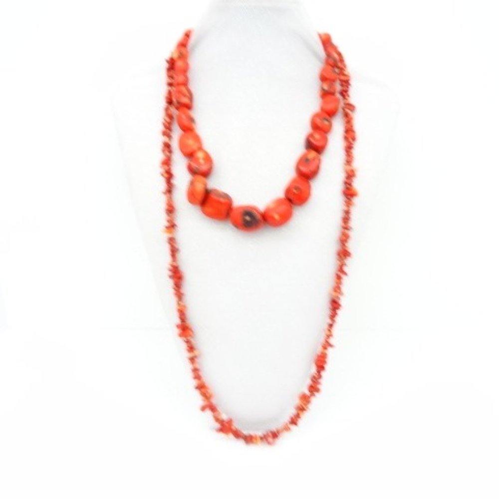 Vintage Chunky Red Coral & Small Coral Necklaces
